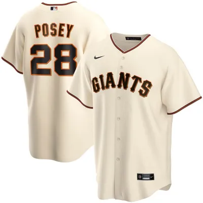 Men's San Francisco Giants Buster Posey Cream Home Replica Player Name Jersey 01