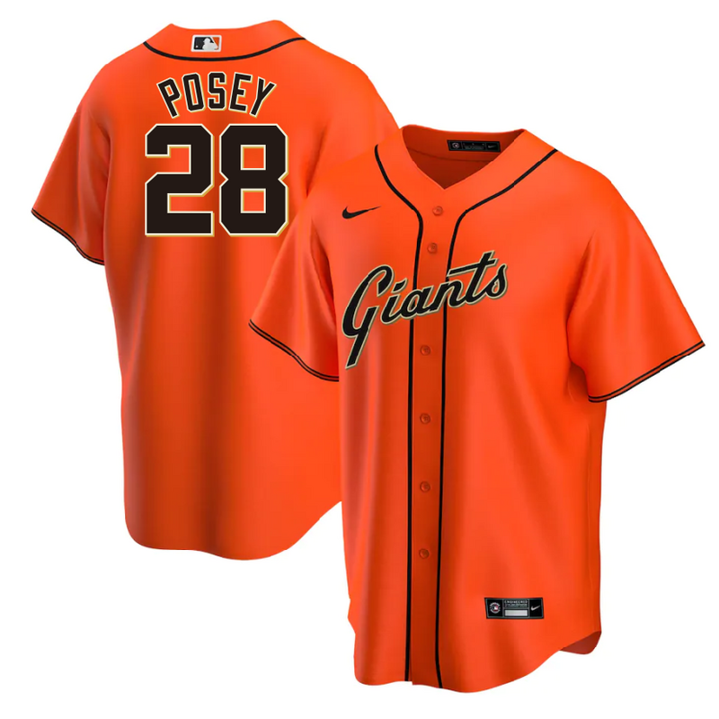 Men's San Francisco Giants Buster Posey Orange Alternate Replica Player Name Jersey