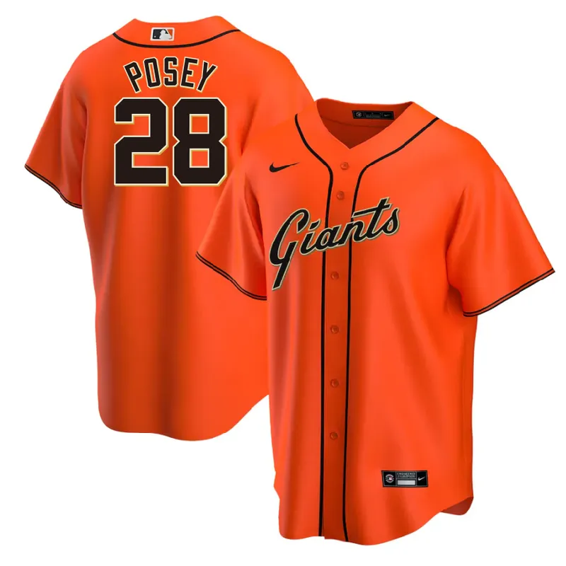 Men's San Francisco Giants Buster Posey Orange Alternate Replica Player Name Jersey