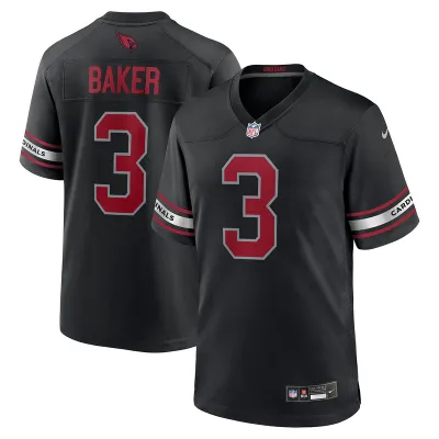 Men's Arizona Cardinals Budda Baker Black Game Jersey 01