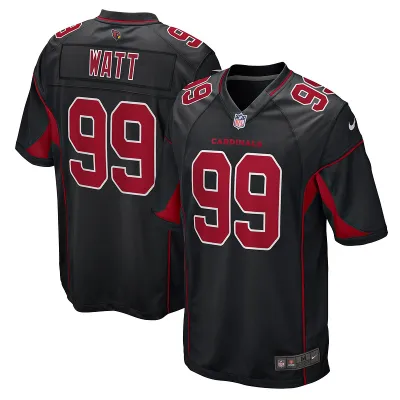 Men's Arizona Cardinals J.J. Watt Black 2nd Alternate Game Jersey 01