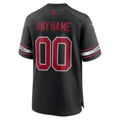 Men's Arizona Cardinals Black Alternate Custom Game Jersey 02