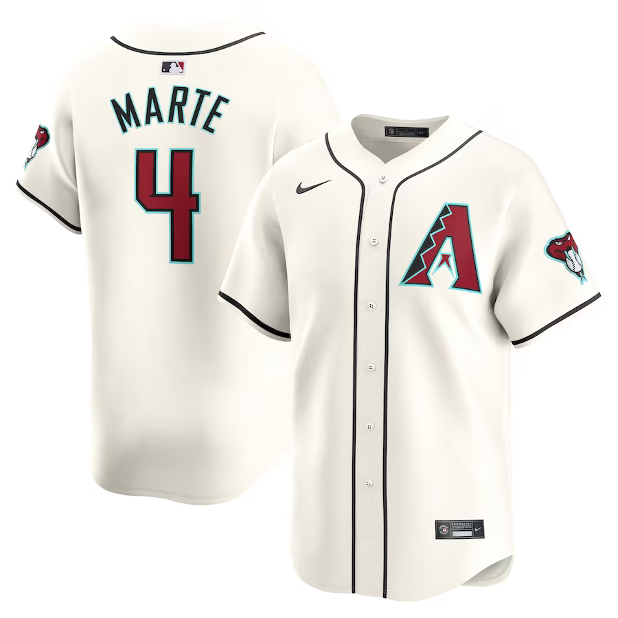 Men's Arizona Diamondbacks Ketel Marte White Home Limited Repica Player Name Jersey