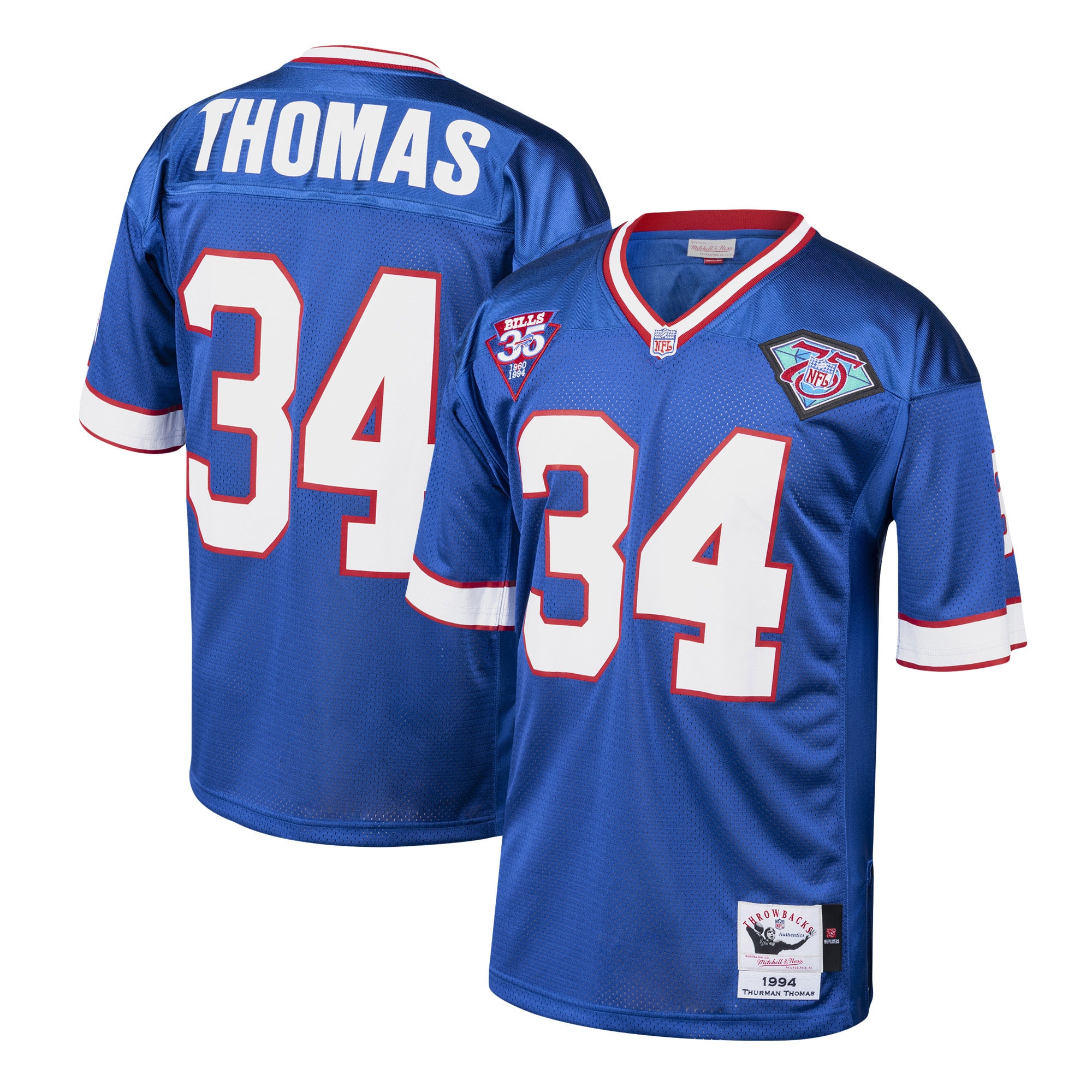 Men's Buffalo Bills 1985 Thurman Thomas Royal Throwback Retired Player Jersey