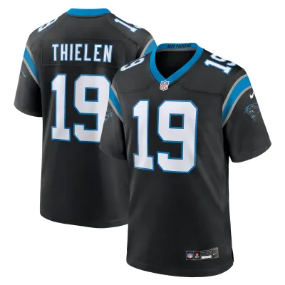 Men's Carolina Panthers Adam Thielen Black Game Player Jersey 01