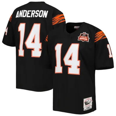 Men's Cincinnati Bengals 1981 Ken Anderson Black Throwback Retired Player Jersey 01