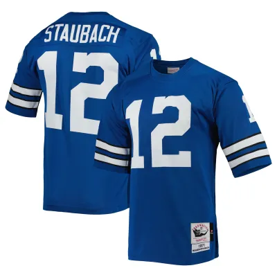 Men's Dallas Cowboys 1971 Roger Staubach Royal Throwback Retired Player Jersey 01