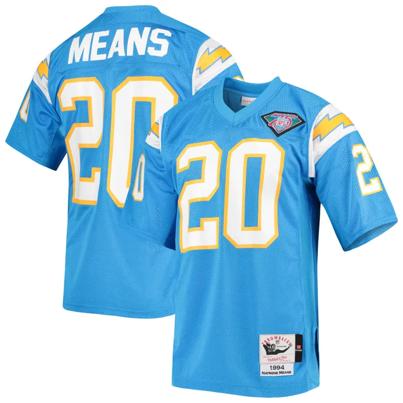 Men's Los Angeles Chargers 1994 Natrone Means Powder Blue Throwback Retired Player Jersey