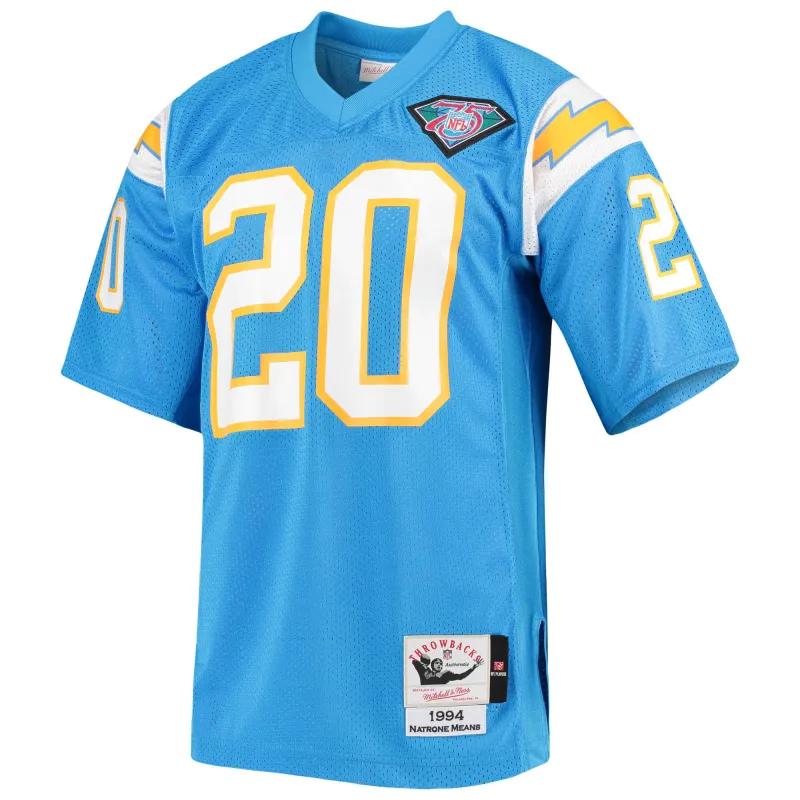 Men's Los Angeles Chargers 1994 Natrone Means Powder Blue Throwback Retired Player Jersey