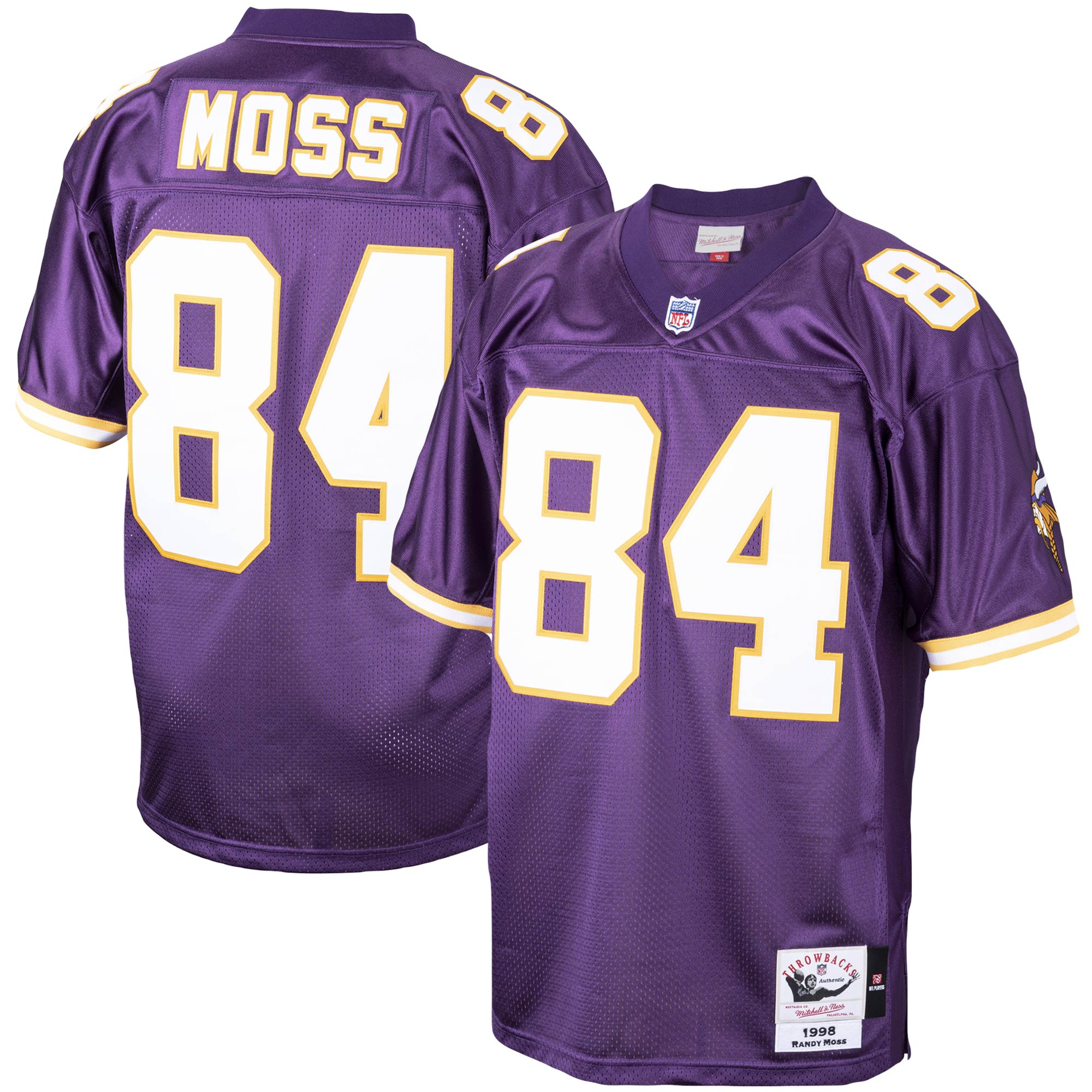 Men's Minnesota Vikings 1998 Randy Moss Purple Throwback Retired Player Jersey