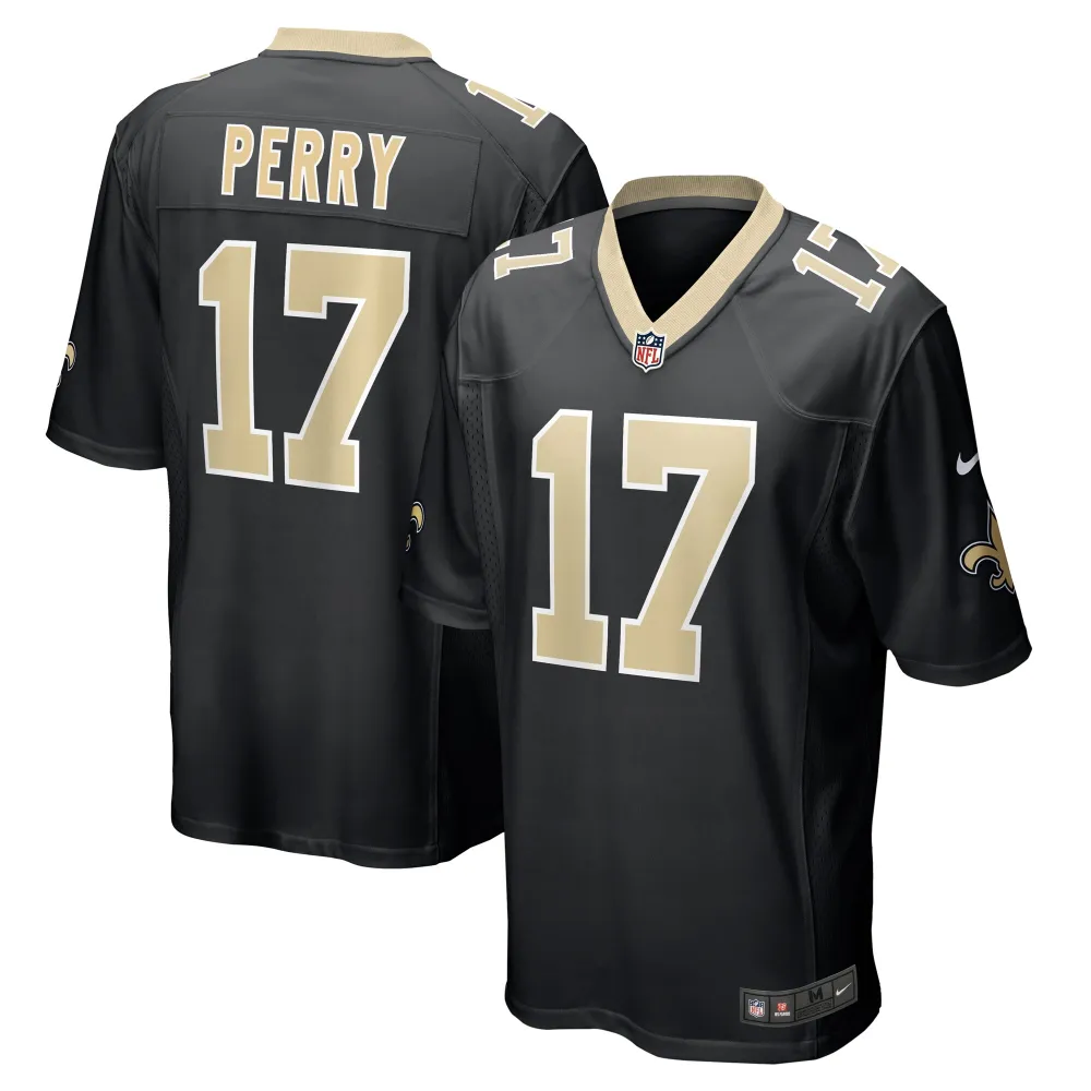 Men's New Orleans Saints A.T. Perry Black Team Game Jersey