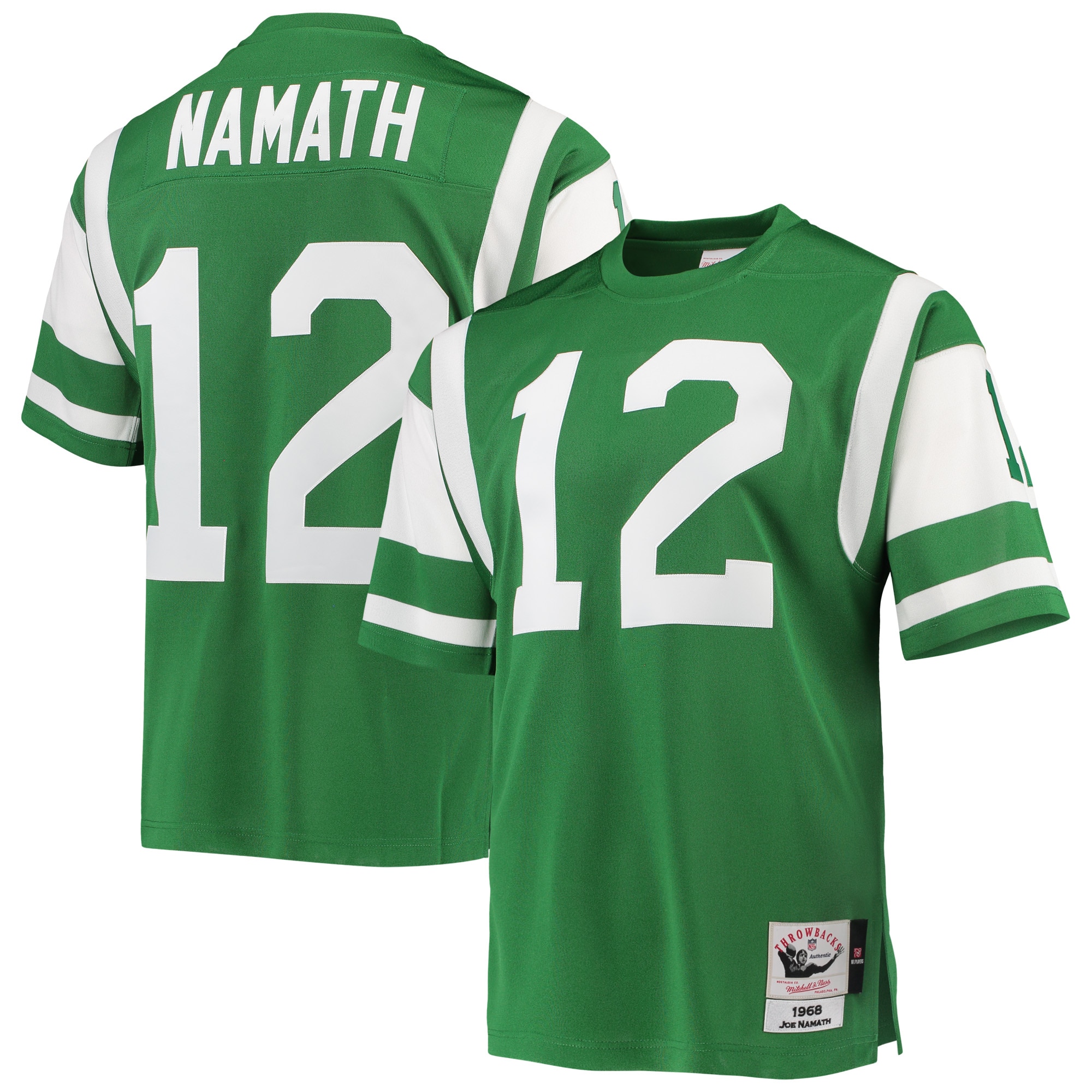 Men's New York Jets 1968 Joe Namath Green Throwback Retired Player Jersey