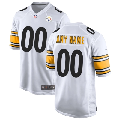 Men's White Pittsburgh Steelers Away Custom Game Jersey 01
