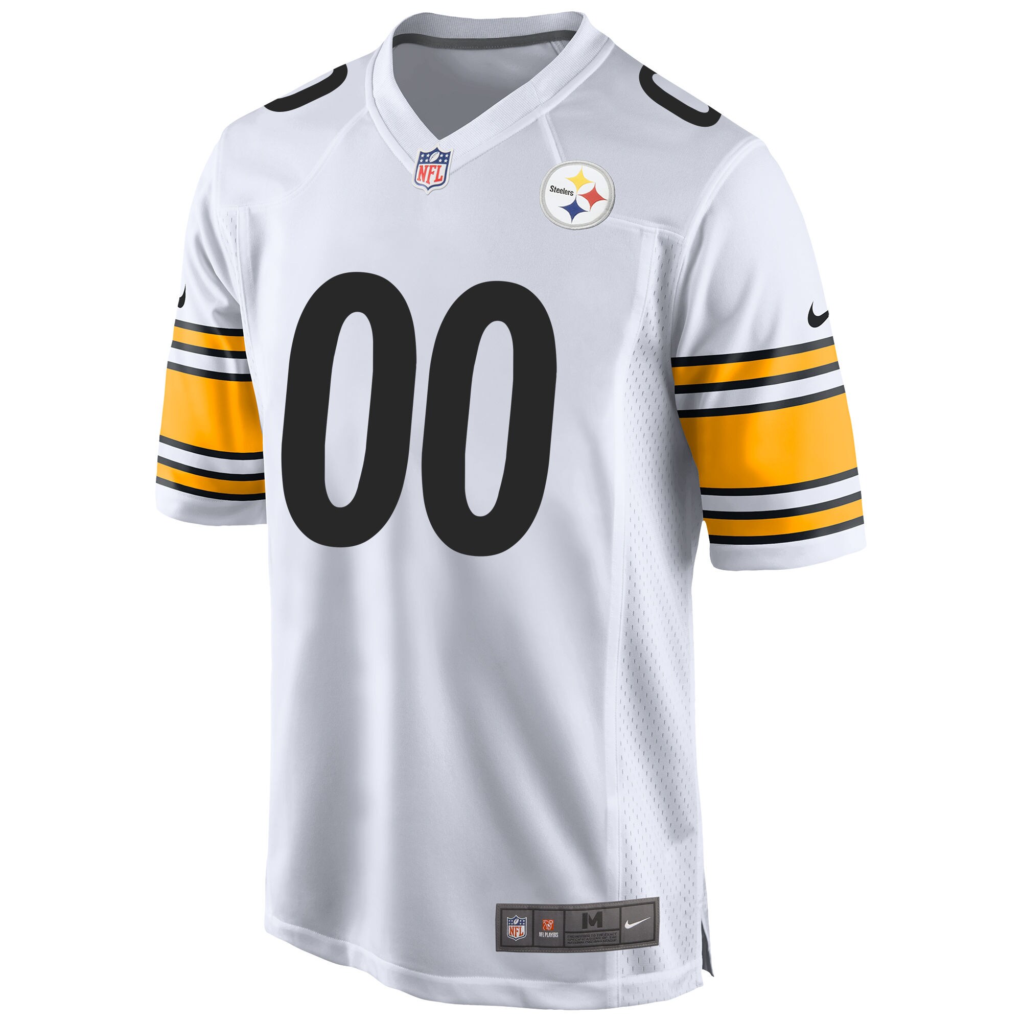 Men's White Pittsburgh Steelers Away Custom Game Jersey