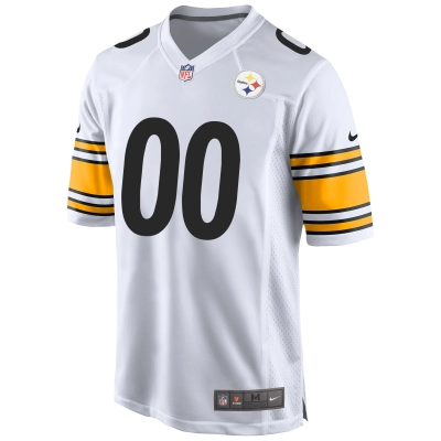 Men's White Pittsburgh Steelers Away Custom Game Jersey 02