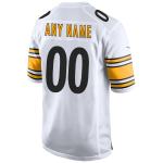 Men's White Pittsburgh Steelers Away Custom Game Jersey