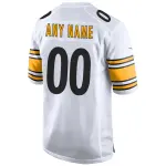 Men's White Pittsburgh Steelers Away Custom Game Jersey