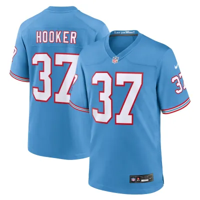 Men's Tennessee Titans Amani Hooker Light Blue Oilers Throwback Player Game Jersey 01
