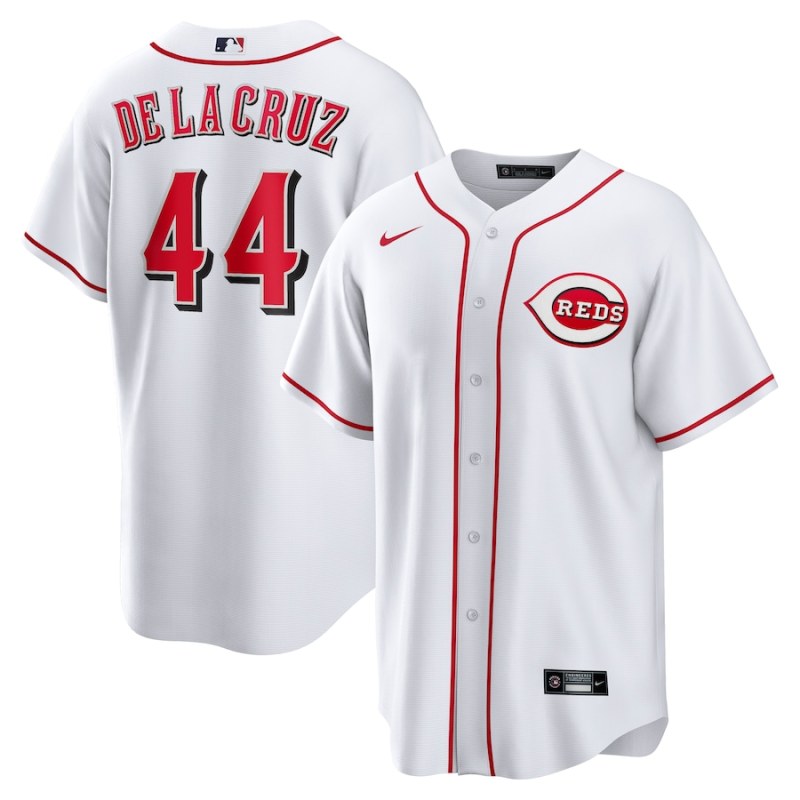 Men's Cincinnati Reds Elly De La Cruz White Home Replica Player Name Jersey