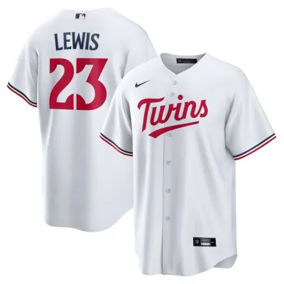 Men's Minnesota Twins Royce Lewis White Home Replica Player Name Jersey 01