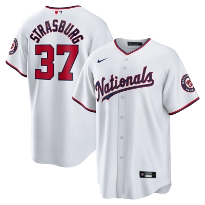 Men's Washington Nationals Stephen Strasburg White Home Replica Player Name Jersey 01