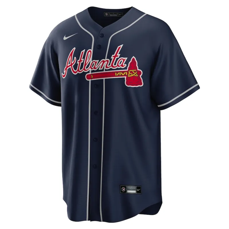 Men's Atlanta Braves Ronald Acuna Jr. Navy Alternate Replica Player Name Jersey