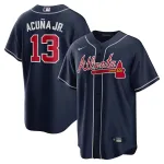 Men's Atlanta Braves Ronald Acuna Jr. Navy Alternate Replica Player Name Jersey
