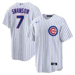 Men's Chicago Cubs Dansby Swanson White Home Replica Player Name Jersey