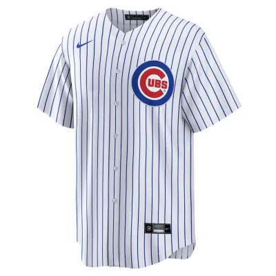 Men's Chicago Cubs Dansby Swanson White Home Replica Player Name Jersey 02