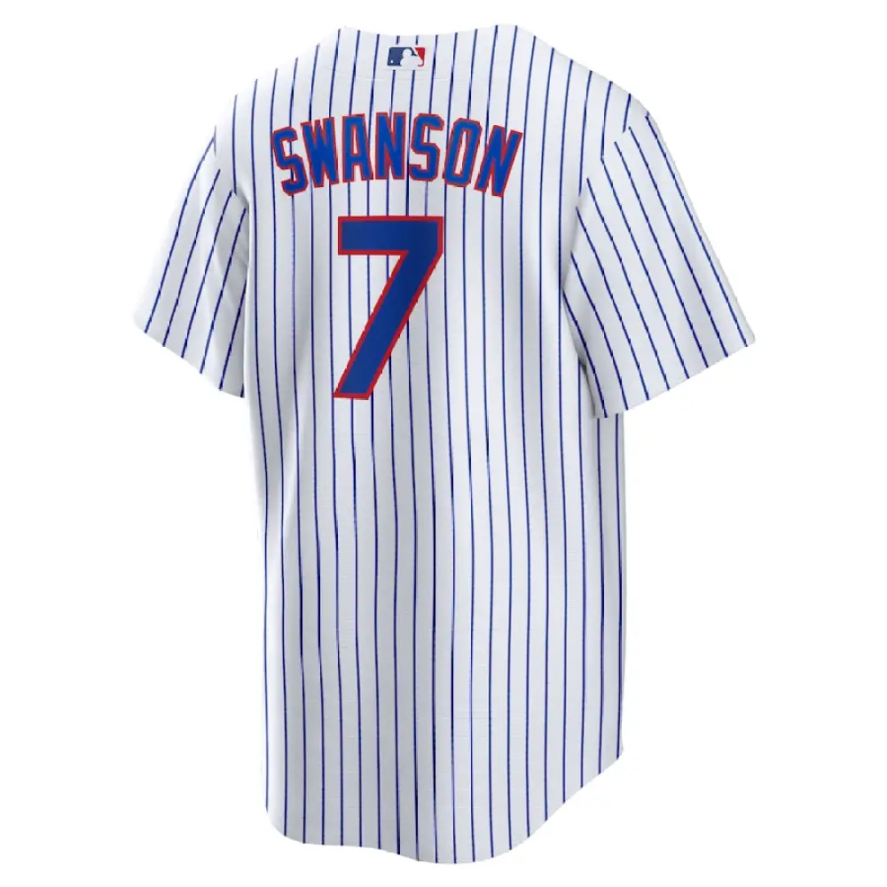 Men's Chicago Cubs Dansby Swanson White Home Replica Player Name Jersey