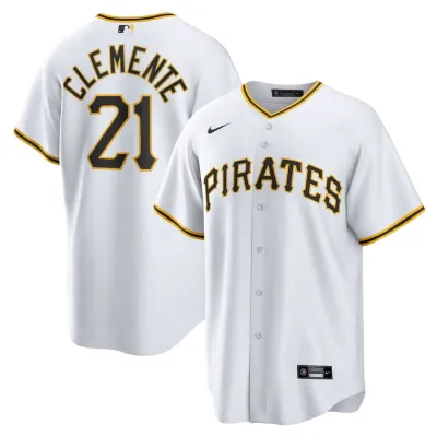 Men's Pittsburgh Pirates Roberto Clemente White Home Replica Player Name Jersey 01