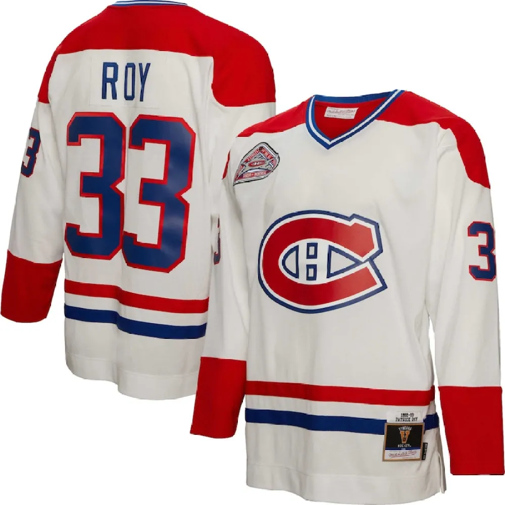 Men's Patrick Roy Montreal Canadiens 1992/93 Blue Line Player Jersey 