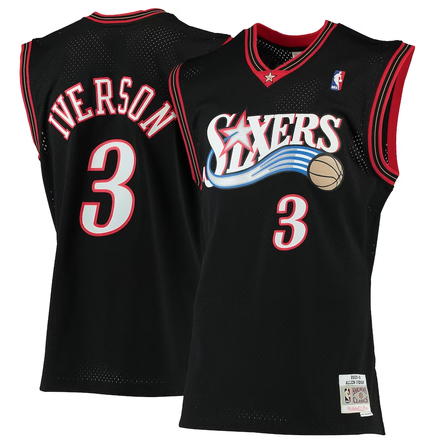 Allen Iverson Philadelphia 76ers 2000/01 Hardwood Classics Swingman Jersey Black