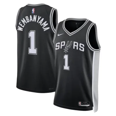 Victor Wembanyama San Antonio Spurs Unisex 2023 NBA Draft First Round Pick Swingman Jersey Icon Edition Black 01