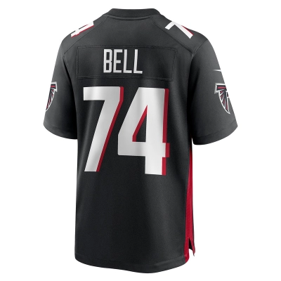 Men's Atlanta Falcons Travis Bell Black Team Game Jersey 02