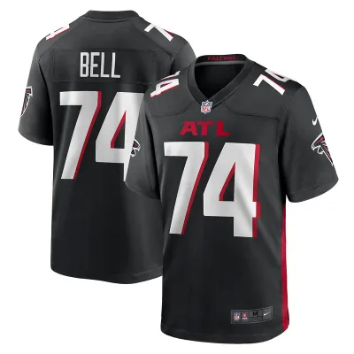 Men's Atlanta Falcons Travis Bell Black Team Game Jersey 01