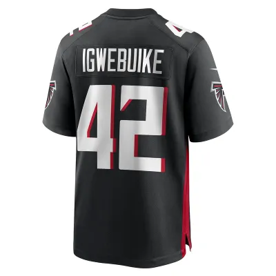 Men's Atlanta Falcons Godwin Igwebuike Black Game Jersey 02