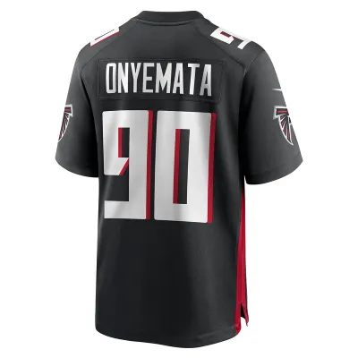 Men's Atlanta Falcons David Onyemata Black Game Player Jersey 02