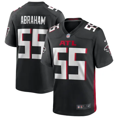 Men's Atlanta Falcons John Abraham Black Game Retired Player Jersey 01