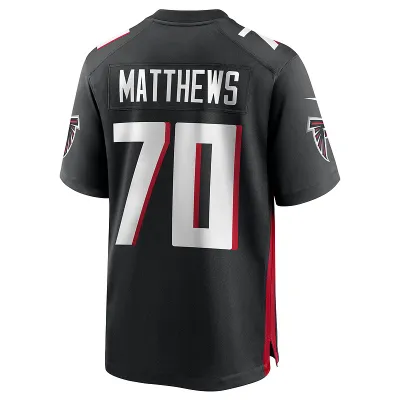 Men's Atlanta Falcons Jake Matthews Black Game Jersey 02