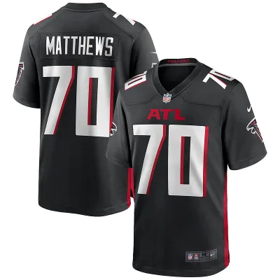 Men's Atlanta Falcons Jake Matthews Black Game Jersey 01