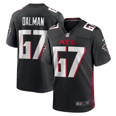 Men's Atlanta Falcons Drew Dalman Black Game Jersey 01
