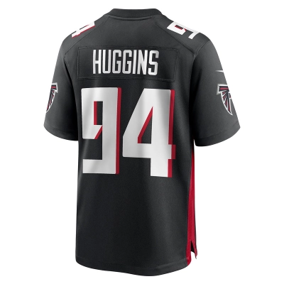 Men's Atlanta Falcons Albert Huggins Black Team Game Jersey 02