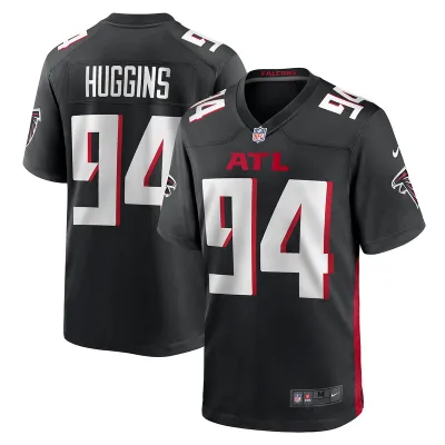 Men's Atlanta Falcons Albert Huggins Black Team Game Jersey 01