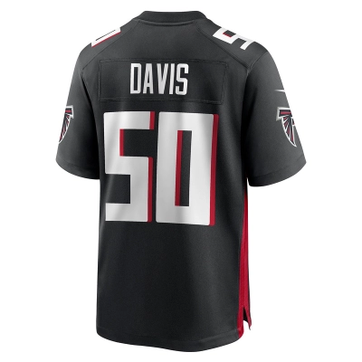 Men's Atlanta Falcons Tae Davis Black Team Game Jersey 02