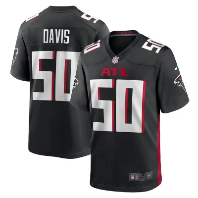 Men's Atlanta Falcons Tae Davis Black Team Game Jersey 01