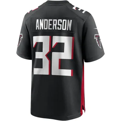 Men's Atlanta Falcons Jamal Anderson Black Game Retired Player Jersey 02