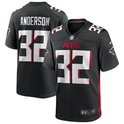 Men's Atlanta Falcons Jamal Anderson Black Game Retired Player Jersey 01