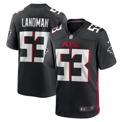 Men's Atlanta Falcons Nate Landman Black Team Game Jersey 01