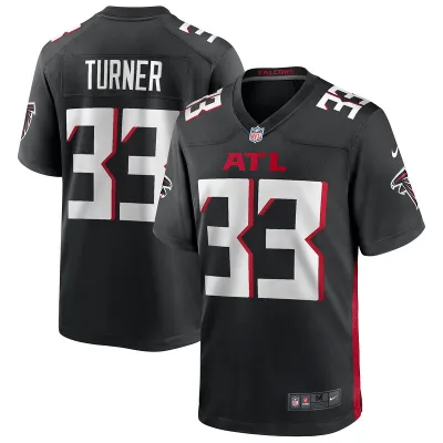 Men's Atlanta Falcons Michael Turner Black Game Retired Player Jersey 01